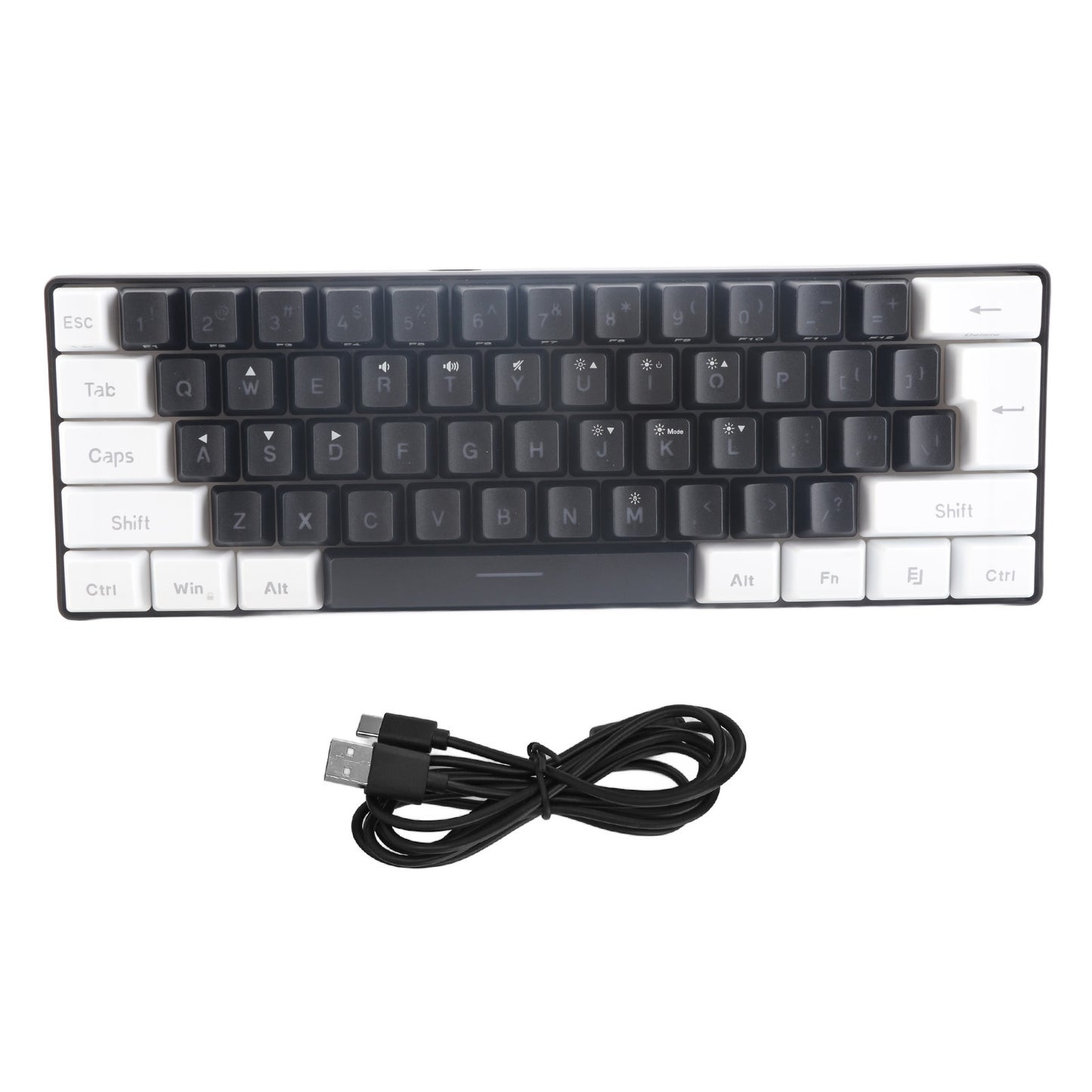 G61 Mini RGB Keyboard LED Backlight 61 Keys Ergonomic Mechanical Feeling Wired Gaming Keyboard for Office Business White